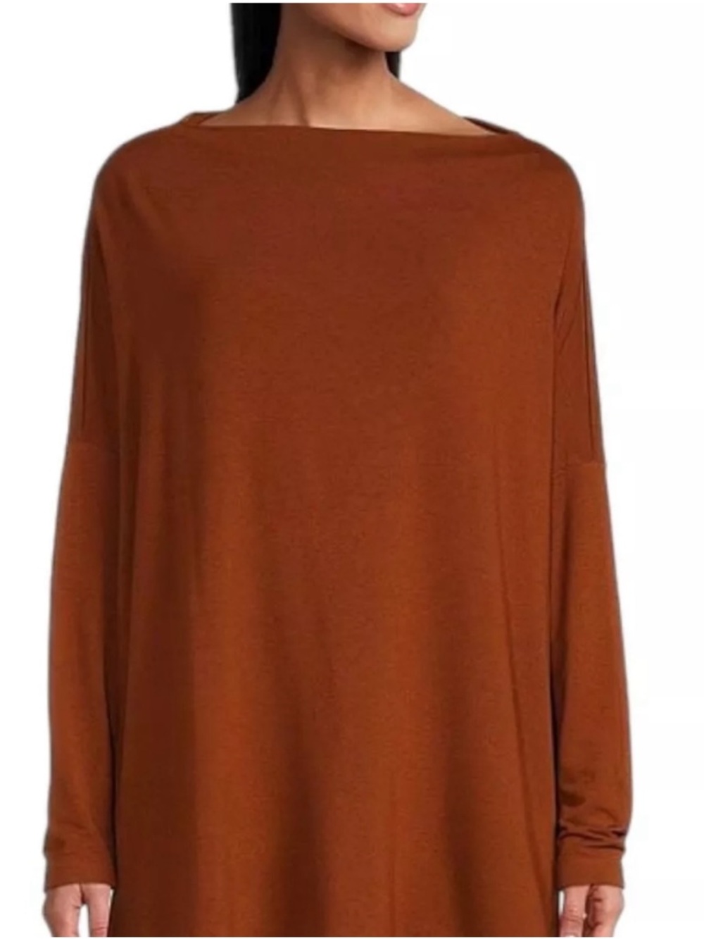 Bryn Walker Dimitri Long Sleeve Tunic Top Sequoia Brown Womens Large
